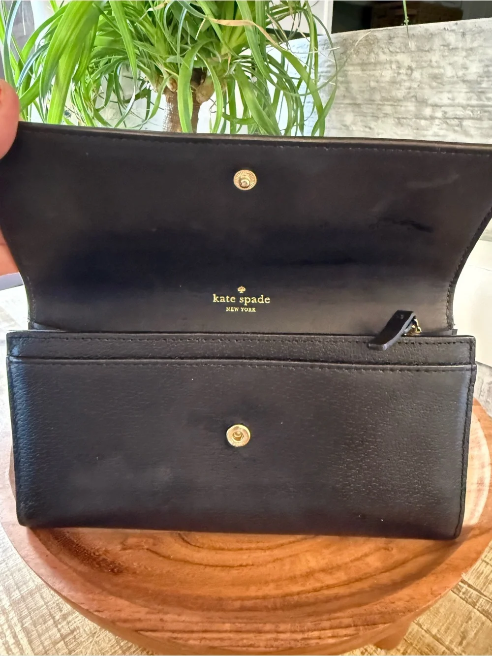kate spade Two-Tone Cream and Black Leather Wallet Clutch
